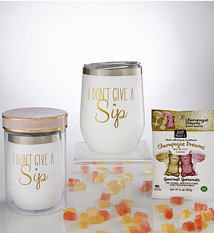 Sippable™ I Don't Give a Sip Tumbler Cup with Gummies